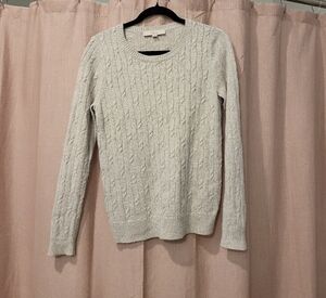 LOFT Cream Cable Crewneck Sweater